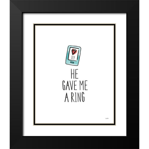 Valentines XI ILY Black Modern Wood Framed Art Print with Double Matting by York, Leah