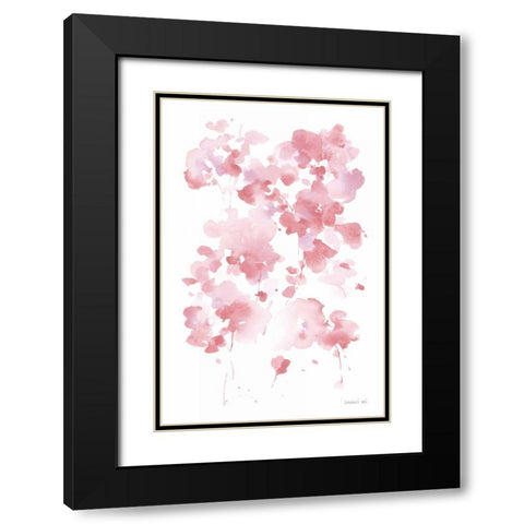 Cascading Petals I Pink Black Modern Wood Framed Art Print with Double Matting by Nai, Danhui