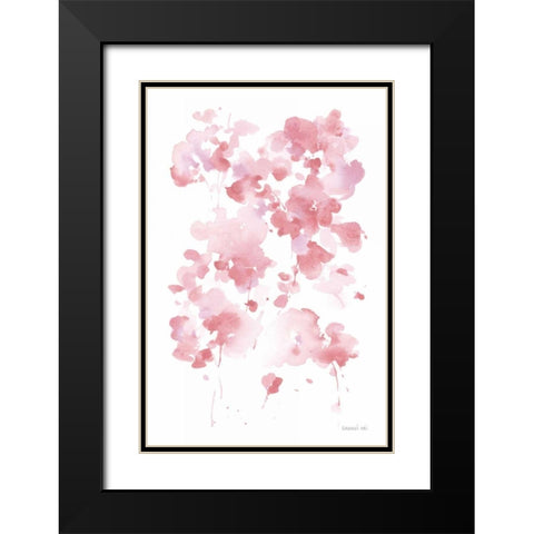 Cascading Petals I Pink Black Modern Wood Framed Art Print with Double Matting by Nai, Danhui