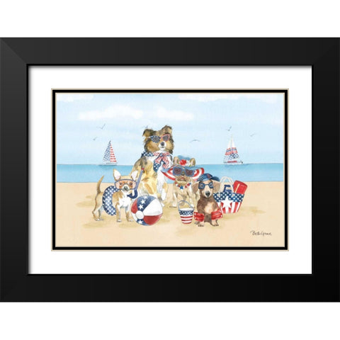 Patriotic Paws I Black Modern Wood Framed Art Print with Double Matting by Grove, Beth