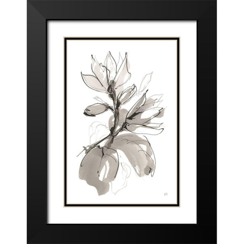 Magnolia I Black Modern Wood Framed Art Print with Double Matting by Paschke, Chris