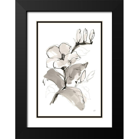 Magnolia II Black Modern Wood Framed Art Print with Double Matting by Paschke, Chris