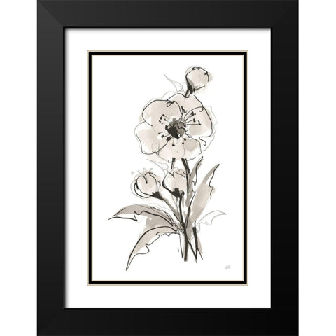 Poppy II Black Modern Wood Framed Art Print with Double Matting by Paschke, Chris