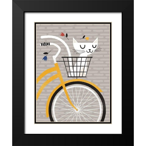 Cruising Cat Yellow Black Modern Wood Framed Art Print with Double Matting by Mullan, Michael