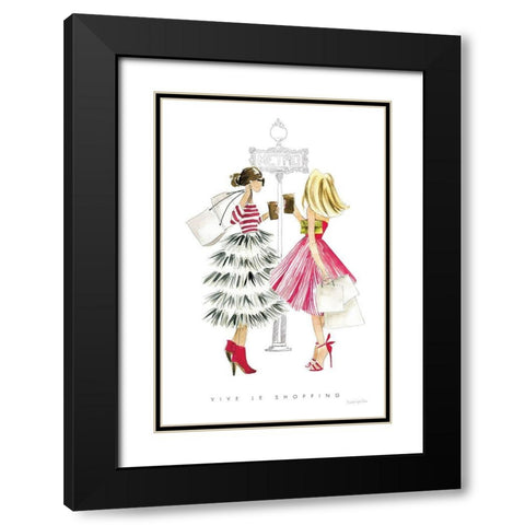 Paris Girlfriends II Black Modern Wood Framed Art Print with Double Matting by Charro, Mercedes Lopez