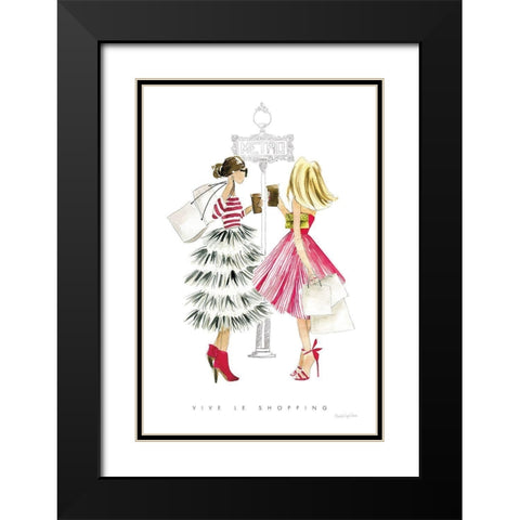 Paris Girlfriends II Black Modern Wood Framed Art Print with Double Matting by Charro, Mercedes Lopez