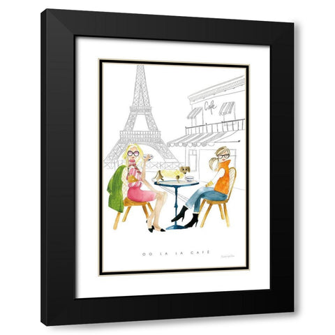 Paris Girlfriends III Black Modern Wood Framed Art Print with Double Matting by Charro, Mercedes Lopez
