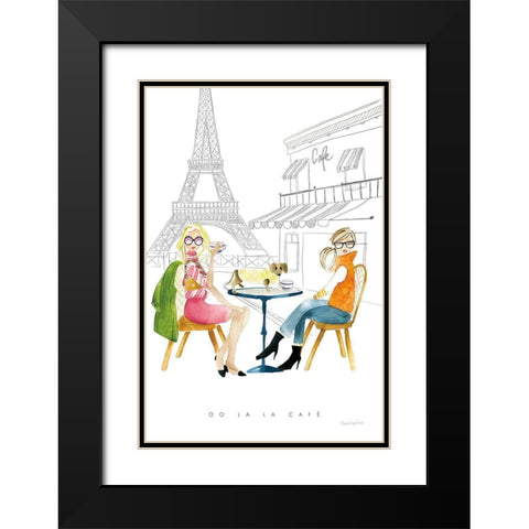 Paris Girlfriends III Black Modern Wood Framed Art Print with Double Matting by Charro, Mercedes Lopez