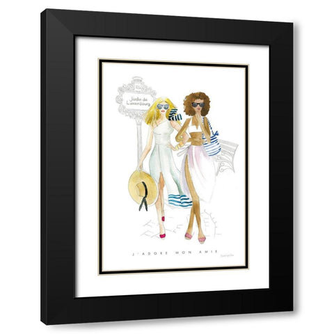 Paris Girlfriends IV Black Modern Wood Framed Art Print with Double Matting by Charro, Mercedes Lopez