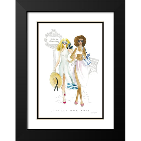 Paris Girlfriends IV Black Modern Wood Framed Art Print with Double Matting by Charro, Mercedes Lopez