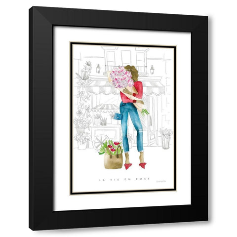 Paris Girlfriends V Black Modern Wood Framed Art Print with Double Matting by Charro, Mercedes Lopez