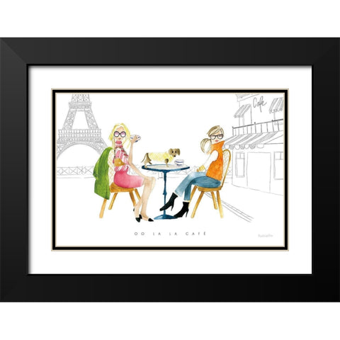 Paris Girlfriends III v2 Black Modern Wood Framed Art Print with Double Matting by Charro, Mercedes Lopez