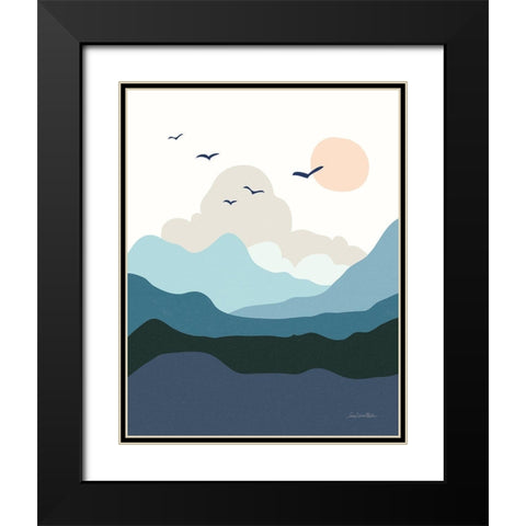Hills and Valleys II Blue Black Modern Wood Framed Art Print with Double Matting by Miller, Sara Zieve
