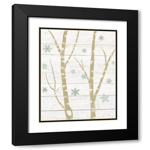 Snowy Birches IV Sage Black Modern Wood Framed Art Print with Double Matting by Urban, Mary