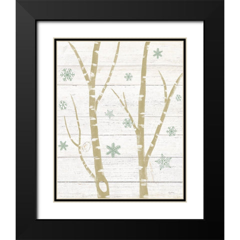 Snowy Birches IV Sage Black Modern Wood Framed Art Print with Double Matting by Urban, Mary