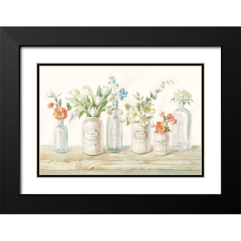 Marmalade Flowers I Black Modern Wood Framed Art Print with Double Matting by Nai, Danhui