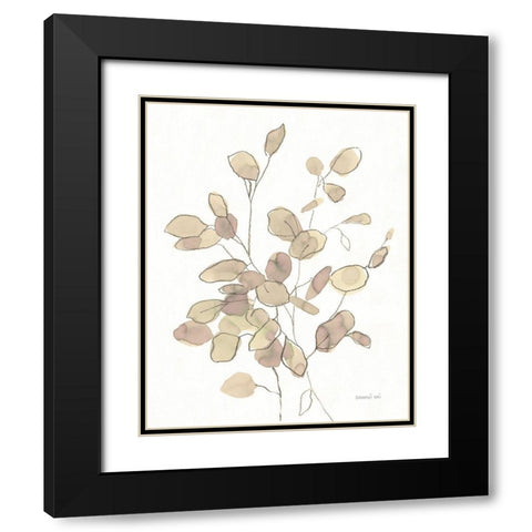 Transparent Leaves Black Modern Wood Framed Art Print with Double Matting by Nai, Danhui