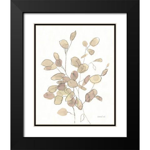 Transparent Leaves Black Modern Wood Framed Art Print with Double Matting by Nai, Danhui