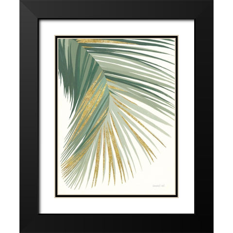 Retro Big Leaf II Green Gold Black Modern Wood Framed Art Print with Double Matting by Nai, Danhui