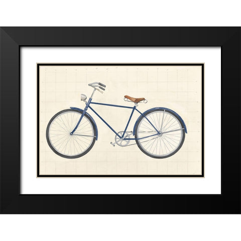 Flea Market Bicycle Navy Black Modern Wood Framed Art Print with Double Matting by Wild Apple Portfolio