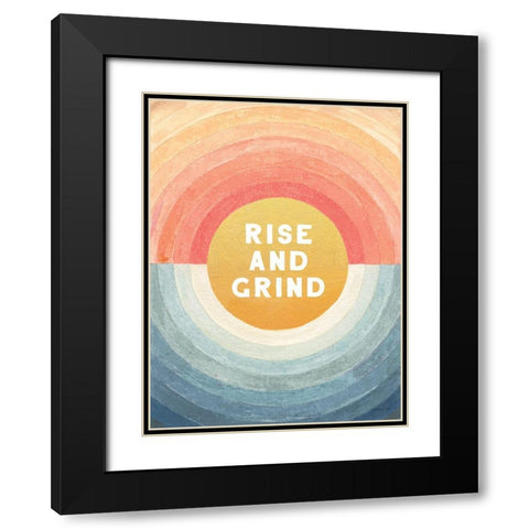 Retro Vibes Rise and Grind Black Modern Wood Framed Art Print with Double Matting by Nai, Danhui