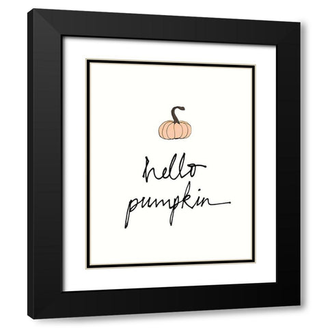 Hello Pumpkin Black Modern Wood Framed Art Print with Double Matting by Wild Apple Portfolio
