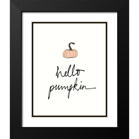 Hello Pumpkin Black Modern Wood Framed Art Print with Double Matting by Wild Apple Portfolio