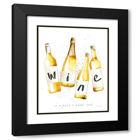Pop the Cork IV Black Modern Wood Framed Art Print with Double Matting by Charro, Mercedes Lopez