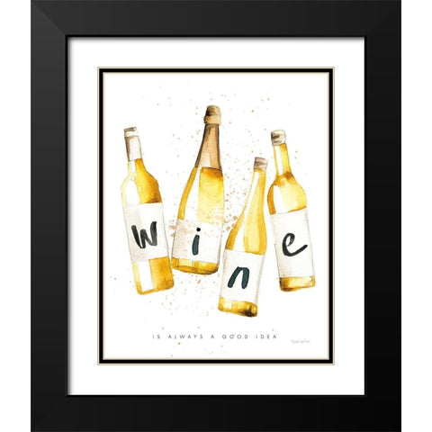 Pop the Cork IV Black Modern Wood Framed Art Print with Double Matting by Charro, Mercedes Lopez