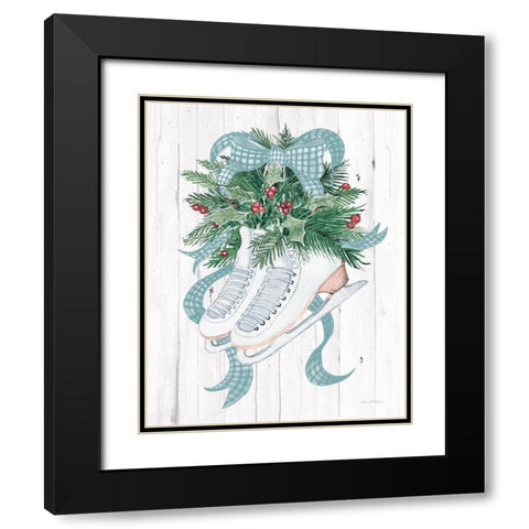 Holiday Sports Ice Skates Black Modern Wood Framed Art Print with Double Matting by McKenna, Kathleen Parr