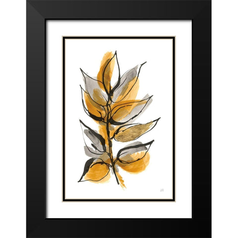 Amber Leaves I Black Modern Wood Framed Art Print with Double Matting by Paschke, Chris