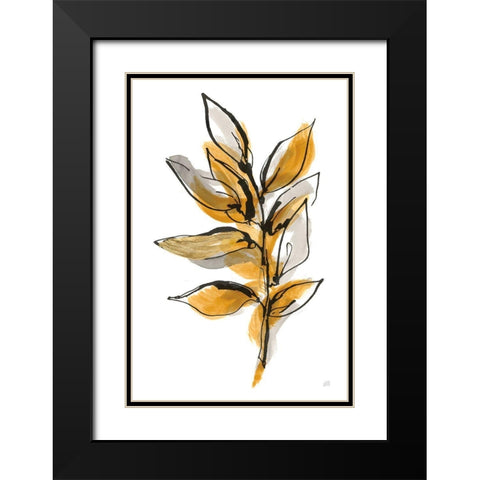 Amber Leaves II Black Modern Wood Framed Art Print with Double Matting by Paschke, Chris