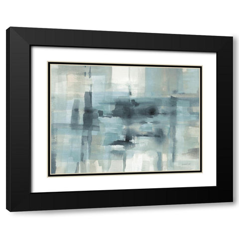 Liquid Structure Tranquil Aqua Crop Black Modern Wood Framed Art Print with Double Matting by Nai, Danhui