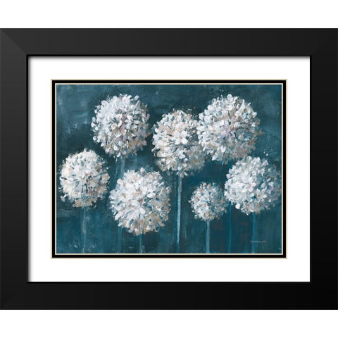 Simple Agapanthus Dark Black Modern Wood Framed Art Print with Double Matting by Nai, Danhui