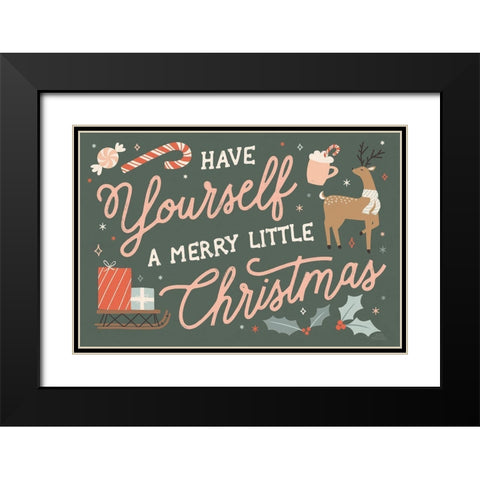 Reindeer Holiday I Black Modern Wood Framed Art Print with Double Matting by Marshall, Laura