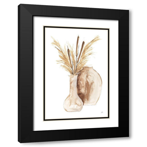 Vase Cattails Black Modern Wood Framed Art Print with Double Matting by Paschke, Chris