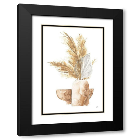 Vase Palm Leaf Black Modern Wood Framed Art Print with Double Matting by Paschke, Chris