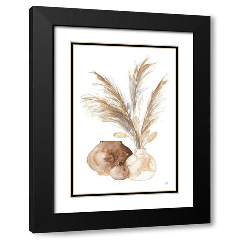 Vase Pampas Black Modern Wood Framed Art Print with Double Matting by Paschke, Chris