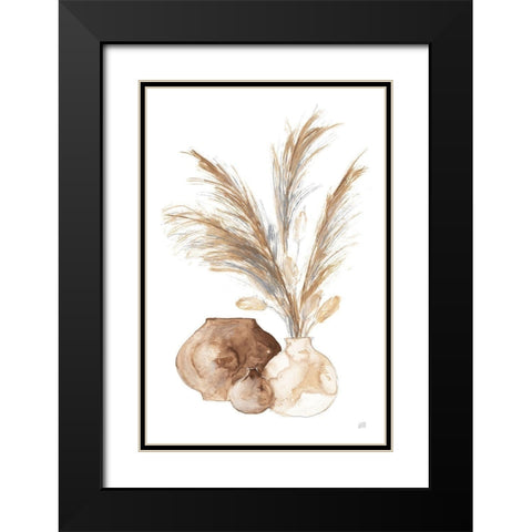 Vase Pampas Black Modern Wood Framed Art Print with Double Matting by Paschke, Chris