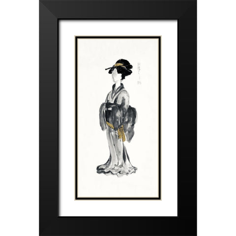 Geisha I Black and Gold Black Modern Wood Framed Art Print with Double Matting by Paschke, Chris