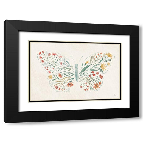 Wildflower Vibes Butterfly Black Modern Wood Framed Art Print with Double Matting by Penner, Janelle