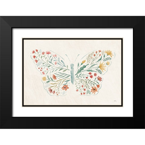 Wildflower Vibes Butterfly Black Modern Wood Framed Art Print with Double Matting by Penner, Janelle