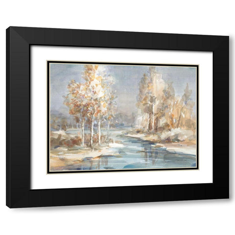 Flowing River Black Modern Wood Framed Art Print with Double Matting by Nai, Danhui