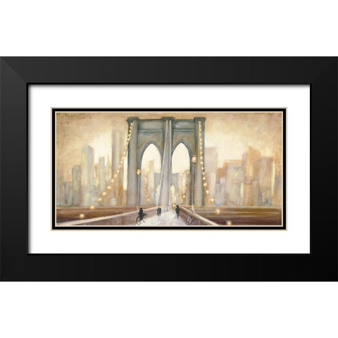 Bridge to New York Dusk Black Modern Wood Framed Art Print with Double Matting by Purinton, Julia