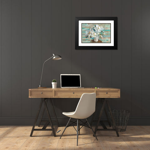 Sophies Magnolia Black Modern Wood Framed Art Print with Double Matting by Nai, Danhui