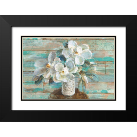 Sophies Magnolia Black Modern Wood Framed Art Print with Double Matting by Nai, Danhui