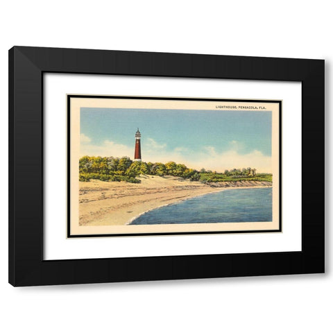 Pensacola Lighthouse Black Modern Wood Framed Art Print with Double Matting by Wild Apple Portfolio