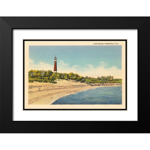 Pensacola Lighthouse Black Modern Wood Framed Art Print with Double Matting by Wild Apple Portfolio