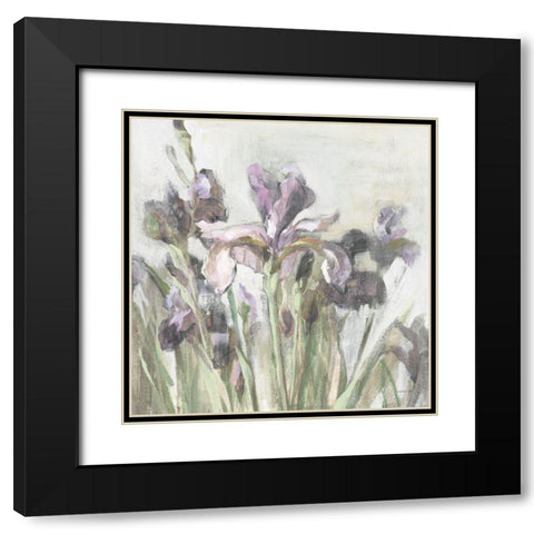 Spring Iris I Purple Black Modern Wood Framed Art Print with Double Matting by Nai, Danhui