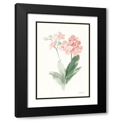 Spring Orchid II Black Modern Wood Framed Art Print with Double Matting by Nai, Danhui